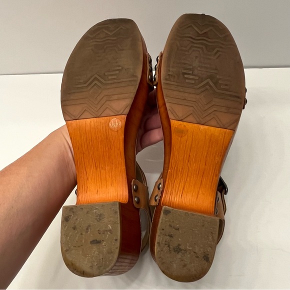 Lucky Brand Womens Hannela Brown Leather Boho Wooden Platform Sandals Size 9.5 - Picture 12 of 14